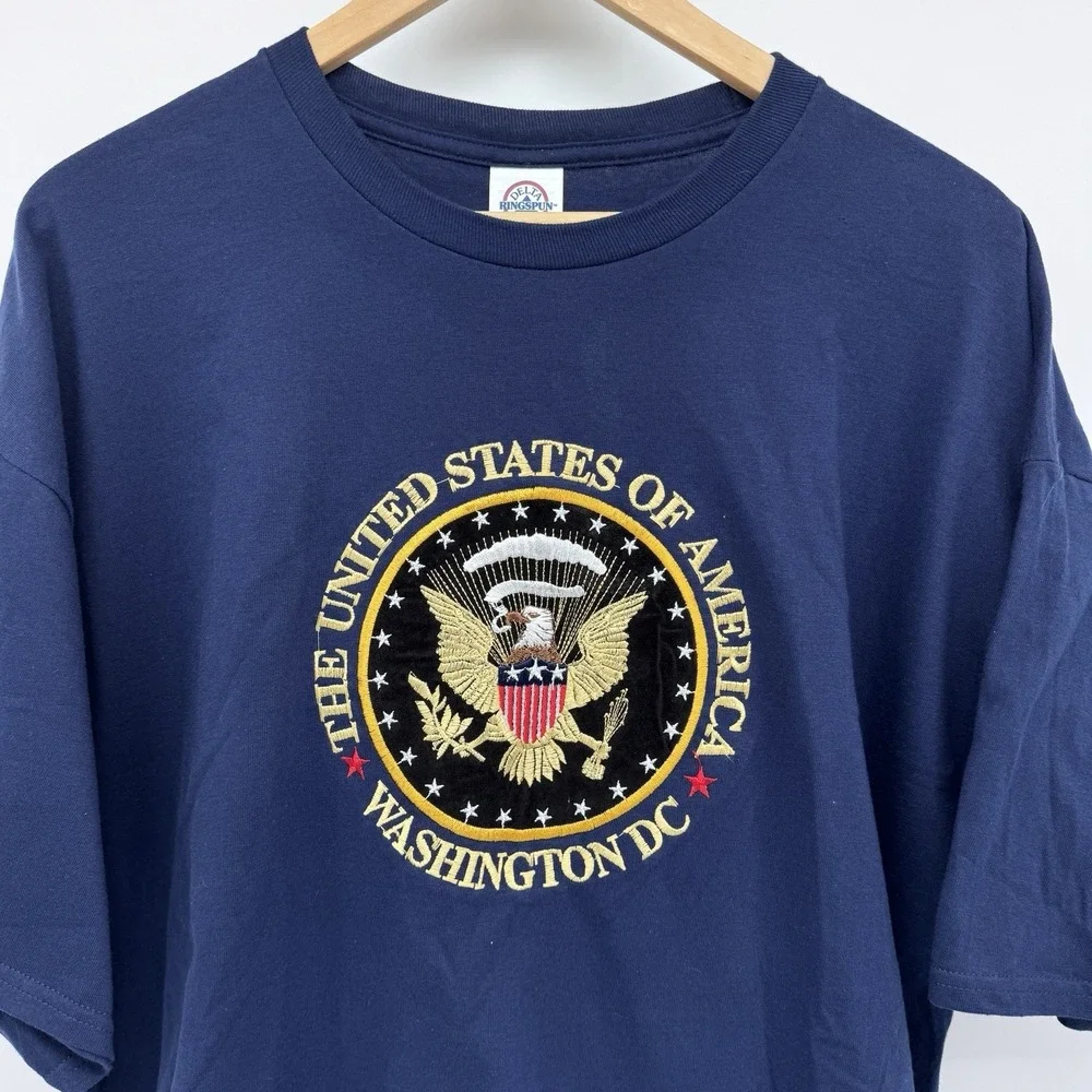 Washington DC United States of America‎ Eagle Graphic T-Shirt Navy Blue Mens 2XL